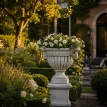 Groot bokaal, bloempot steen, klassieke tuindecoratie