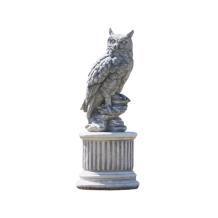 Beeld uil op sokkel - steen - 60 cm hoog - tuinbeeld