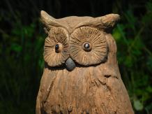 Eule - auf Baumstumpf - Polystone - 40 cm - Holzoptik