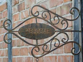 Schild Welcome mit Glocke - Metall