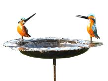 2 IJsvogels op vogelvoeder tuinsteker - handgemaakt - metaal