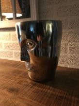 Aluminium vaas, rond in de vorm van een gezicht, nikkel