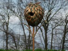 Vogelhuis staand - 170 cm - tuinsteker - koperlook