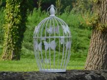 Vogelkäfig mit Schmetterlingen – Metall – weiß