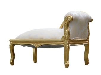 Vintage Chaiselongue Barokstijl – Goudkleurig Houten Frame – Beige Gestoffeerd