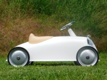 Vintage witte auto – metaal – 85 cm – unieke decoratie