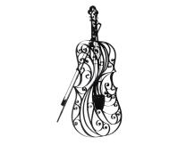 Wandornament viool - 85 cm - zwart - decoratie