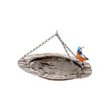 Vogelbad hängend - Metall - mit Eisvogel - Baumschmuck