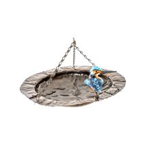 Vogelbad hangend - metaal - met ijsvogel - boomdecoratie