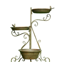 Sierlijk Vogelvoeder-bad en plantenstandaard - IJzer - Groen Bruin