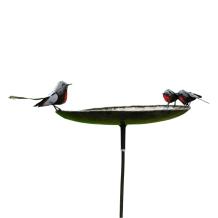 Vogelbad met roodborstjes - 2 om 1 - metalen tuinsteker