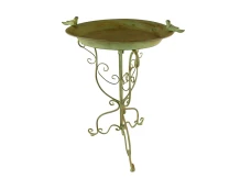 Vogelbad met vogeltjes – rustiek groen – metaal – 75 cm