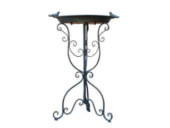 Vogelbad mit Vögelchen – 75 cm – Rustikales Blau – Metall