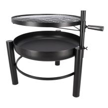 Brasero avec grille barbecue - noir - métal - 69 cm