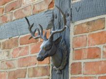 Cerf - statue en fonte - 33 cm - marron foncé - pièce unique