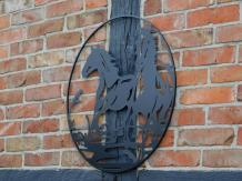 Metalen wandornament - paarden - rond - zwart - silhouet