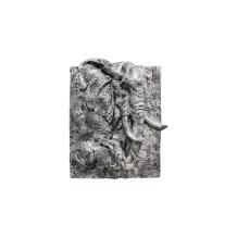 Wandbord met 2 olifanten in 3D - Zilver/Zwart - Polystone