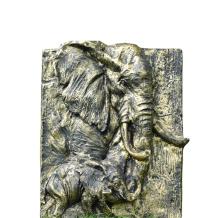 Olifant - polystone - wandbord - 66 cm - goud met zwart