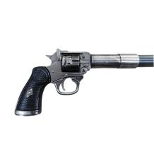 Uniek: wandelstok met chrome-nikkel met colt- pistool handvat