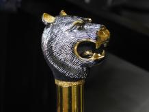 Bâton de marche tigre, aluminium avec poignée en laiton - 90 cm