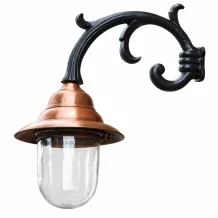Klassieke wandlamp buiten met koperen kap – 55 cm hoog