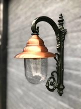 Applique murale nostalgique « Vera » - verte - abat-jour en cuivre