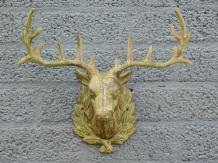 Wandornament Hert - groen/bruin - gietijzer