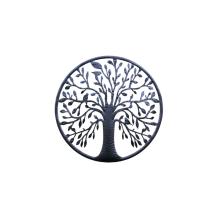 Wandornament - levensboom met vogels - mat zwart - rond