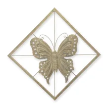 Metalen wandornament met vlinder – 100 × 100 cm – landelijk