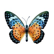 Wandvlinder – oranje en zwart – metalen decoratie – 35 cm