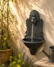 Wandfontein leeuw - gietijzer -zwart - 75 cm - klassiek