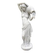 Vrouw met waterkruik - stenen beeld - 122 cm - klassiek wit