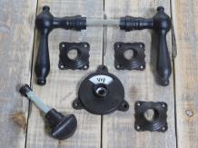 Garniture de porte des toilettes, serrure tournante avec loquets, toilettes occupées + vacantes, fer ancien