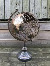 Metalen wereldbol, goud/zwart look, fraai decoratief item, laatste!