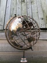 Metalen wereldbol, goud/zwart look, fraai decoratief item, laatste!