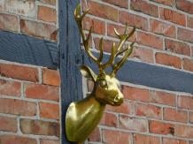 Cerf - statue en aluminium - 57 cm - couleur or - en détail