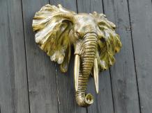 Wandornament Elefant - Gold mit Schwarz - Polystone