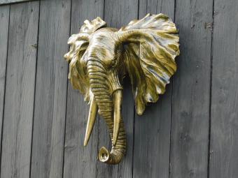 Wandornament Elefant - Gold mit Schwarz - Polystone