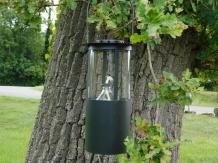 Lampe à huile noire XL – métal et verre – 30 cm – suspendue