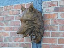 Wolfskopf - Polystone - 43 cm - Oxid - detailreich