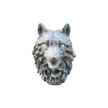 Wolvenkop - polystone - 43 cm - grijs - gedetailleerd