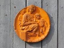 Wanddekoration aus Gusseisen - Maria mit Kind - rustikal