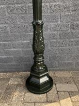 Lampe d'extérieur, lanterne avec armature en céramique et verre, mât en fonte d'aluminium, vert ou noir, avec abat-jour carré XL en cuivre, hauteur 250 cm