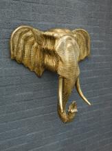 Olifant - polystone - 106 cm - goud/zwart - gedetailleerd