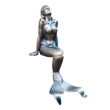 Zeemeermin - gietijzeren beeld - 43 cm - brons/messing