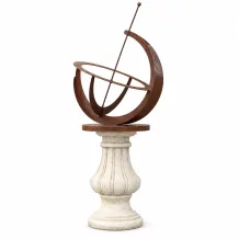 Zonnewijzer op stenen sokkel – metaal – 142 cm hoog