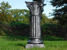 Piédestal - colonne en polystone - 81 cm - couleur argent - brillant