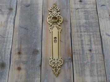 1 Lange deurplaat Tilspit - gepolijst messing, als antiek, kamerdeur slot geschikt.