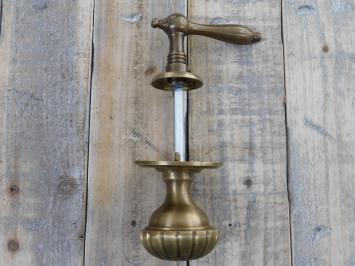 Set: 1 deurknop met een grote knop rozet + 1 + 1 deurknop handvat wapenschild, 2 lock-rozetten, messing patinamet 93 mm lange draadstang en dopmoer