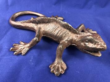 Eidechse - Gusseisenstatue - 27 cm - braun - im Detail